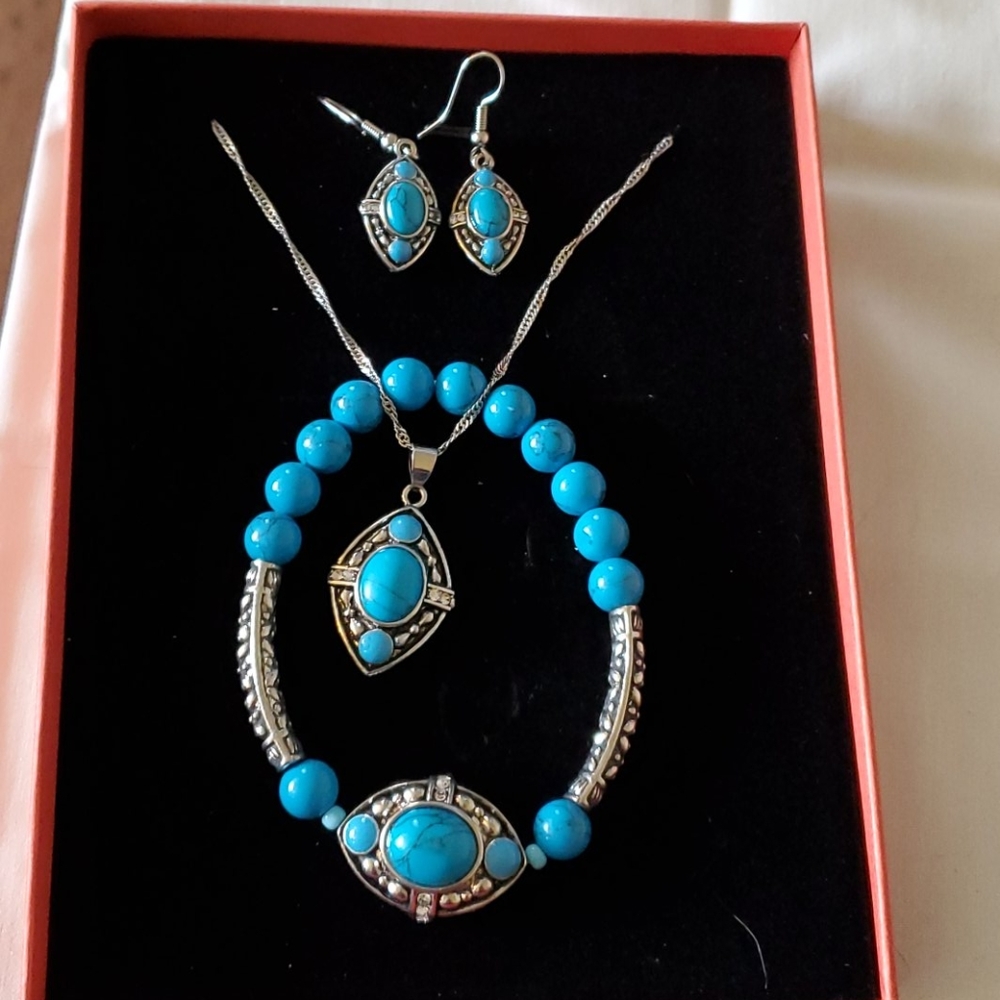 Canyon ski turquoise jewelry set